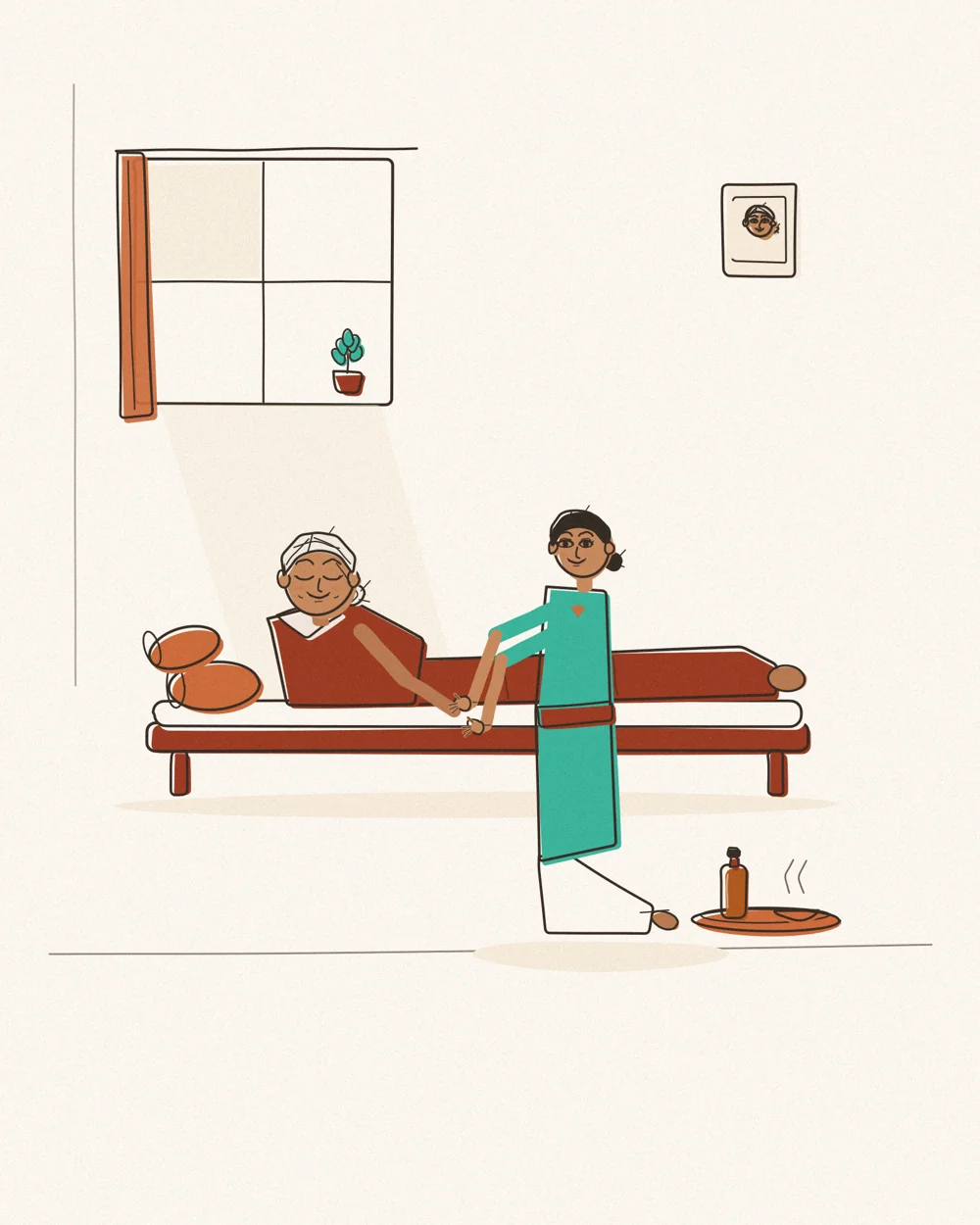 A Sri Vaidya therapist providing Ayurveda Panchakarma care at home.
